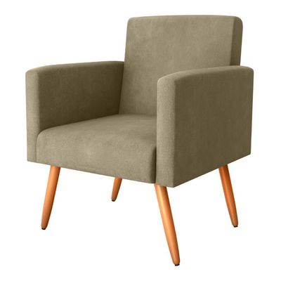 Poltrona Para Decoração Sara Veludo Turkey Cappuccino