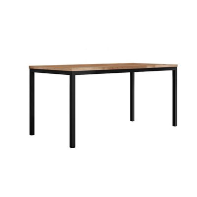 Conjunto de Mesa Retangular com Tampo de MDF Amadeirado e 6 Cadeiras Adriana Revestimento Sintético Marrom e Preto