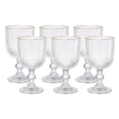 Jogo de taças em vidro com borda dourada L'Hermitage Cameratta 365ml 6 peças