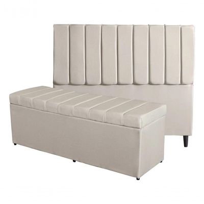 Kit De Quarto Roma Cabeceira De Cama Box E Calçadeira Baú Queen 160 Cm Suede Porcelana Do Lar Móveis E Decoração