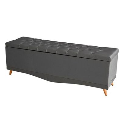 Kit De Quarto Cabeceira De Cama Box E Calçadeira Baú Toquio Casal 140 Cm Suede Grafite Do Lar Móveis E Decoração