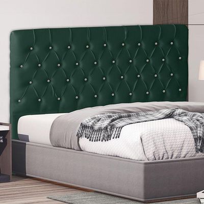 Cabeceira De Cama Box Estrela King 195 Cm Suede Botão Cristal Verde Do Lar Móveis E Decoração
