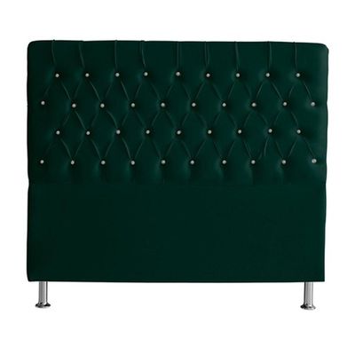 Cabeceira De Cama Box Estrela King 195 Cm Suede Botão Cristal Verde Do Lar Móveis E Decoração