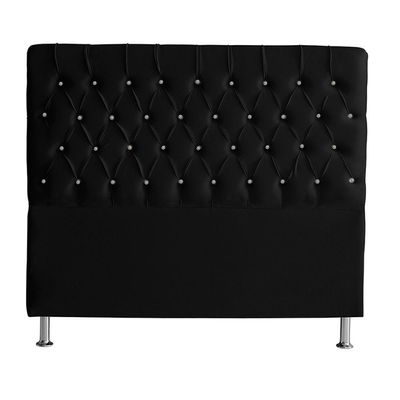 Cabeceira De Cama Box Estrela King 195 Cm Suede Botão Cristal Preto Do Lar Móveis E Decoração