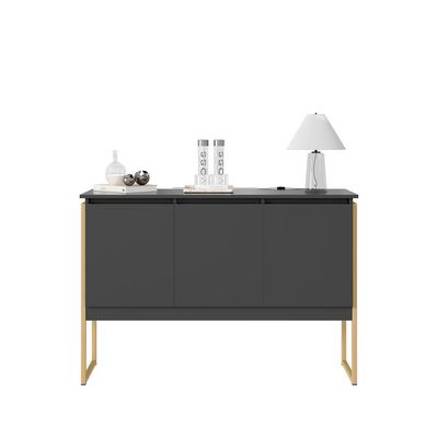 Buffet Elegante Com 3 Portas Turim Preto Dourado