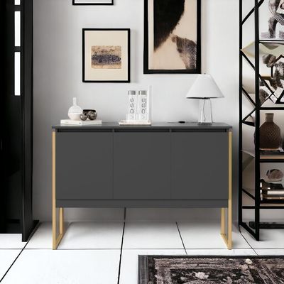 Buffet Elegante Com 3 Portas Turim Preto Dourado