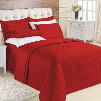Kit Cobre Leito Colcha Veneza King 3 Peças Hipercal 180 Fios - Vermelho