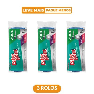 Kit 3 Saco De Lixo Fundo Reforçado 200l Esfrebom