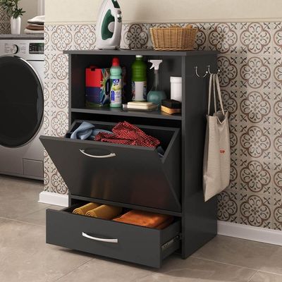 Balcão De Lavanderia Multiuso 1 Porta 1 Gaveta Multimóveis Mp5057 Preto
