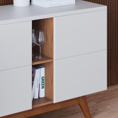 Buffet 3 Portas Detalhadas Noronha Off White Matte/freijó