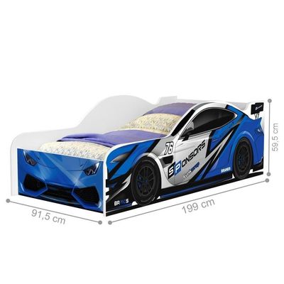 Cama Carro Rally Solteiro Azul Full