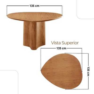 Mesa Selene 135cm Tampo Orgânico Laminado Moderna Mobília Cinamomo Imbuia Nat