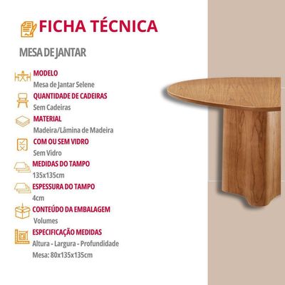 Mesa Selene 135cm Tampo Orgânico Laminado Moderna Mobília Cinamomo Imbuia Nat