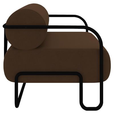 Poltrona Decorativa Para Sala Industrial Kira K04 Veludo Marrom - Mpozenato