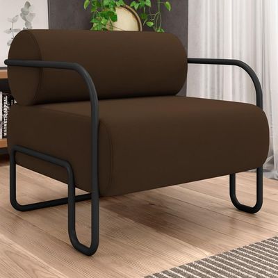 Poltrona Decorativa Para Sala Industrial Kira K04 Veludo Marrom - Mpozenato