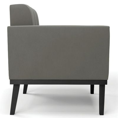 Poltrona Decorativa Base Madeira Preto Ana Suede Grafite - Ibiza