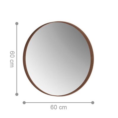 Espelho Decorativo Redondo 60 Cm Palermo Castanho