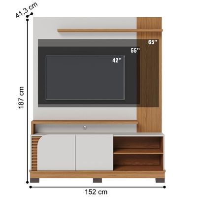 Home Para Tvs 65 3 Prateleiras Bia Off White Matte Freijó