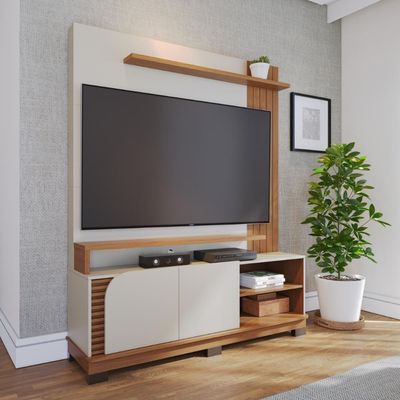 Home Para Tvs 65 3 Prateleiras Bia Off White Matte Freijó