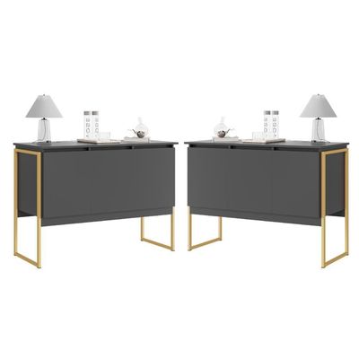 Conjunto De Buffets Industriais Milão Preto Dourado