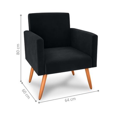 Poltrona Para Decoração Sara Veludo Preto