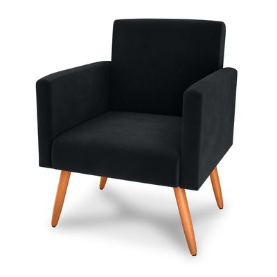 Poltrona Para Decoração Sara Veludo Preto