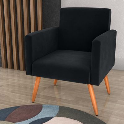 Poltrona Para Decoração Sara Veludo Preto