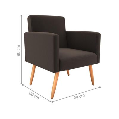 Poltrona Para Decoração Belém Suede Marrom