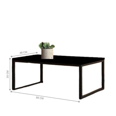 Mesa Centro Sala 80x40 Jordan Preto Fosco