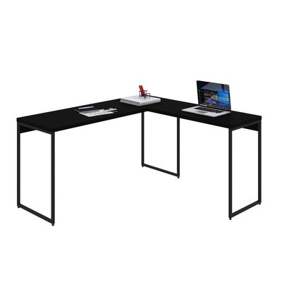 Mesa Em L Dynamica Diretor 150x140x75cm Preto ônix Estrutura preta