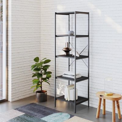 Estante C/05 Prateleiras 152x45x33cm Tub Tueh1545 Preto ônix - Est.preta Preto ônix / Est.preta