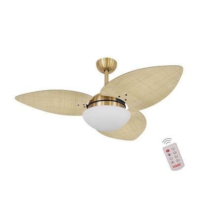 Ventilador De Teto Dourado 3 Pás 127v C/ Controle 110V