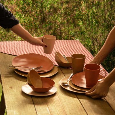 Prato Raso Avulso 26cm Orgânico Sortido com Relevo Lyor para Servir Mesa Posta