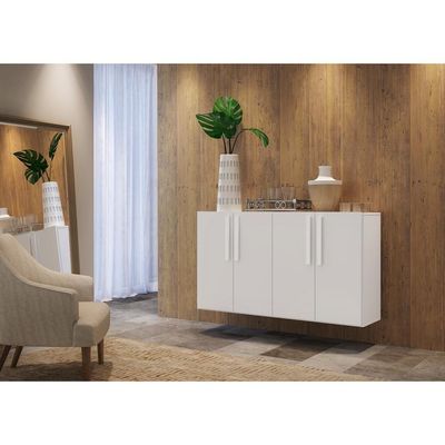 Aparador Buffet 4 Portas Suspenso Viena Branco
