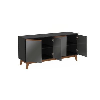 Aparador Kappesberg 4 Portas Preto Fosco/chumbo 156cm