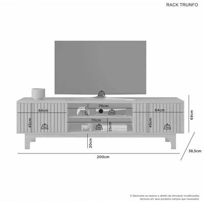 Rack Para Até 70" Trunfo Jcm Movelaria - Cinamomo/off