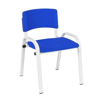 Kit 12 Cadeira Iso Infantil Creche, Escola Base Branco Azul