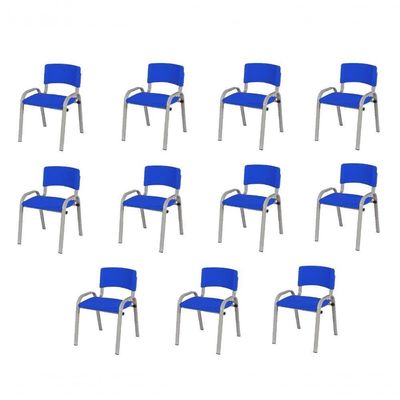 Kit 11 Cadeira Iso Infantil Creche, Escola Base Cinza Azul