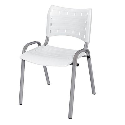 Cadeira Iso Base Cinza Escola, Escritório Branco Kit 10 Un