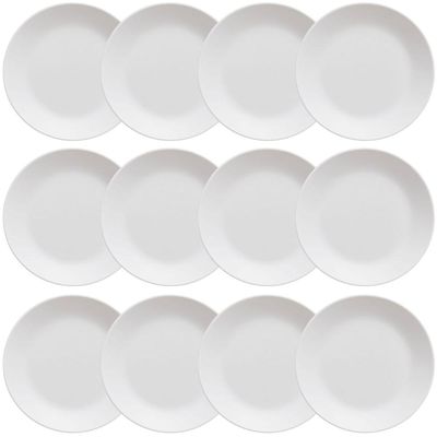 Kit 12 Pratos Plásticos Servir 25cm Branco Coza Cozy Eventos