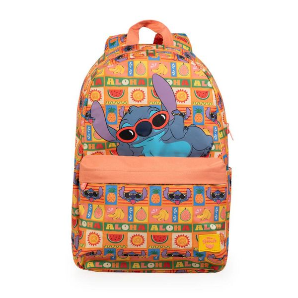 Mochila Escolar Feminina Juvenil Stitch Tropical Rosa U / Rosa