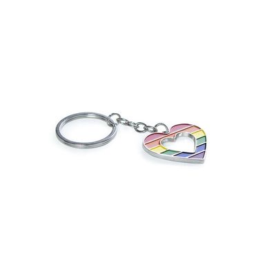 Chaveiro de Metal Coração Pride U / Prata