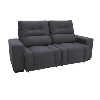 Sofá Retrátil e Reclinável 3 Lugares Blenda II Suede Grafite
