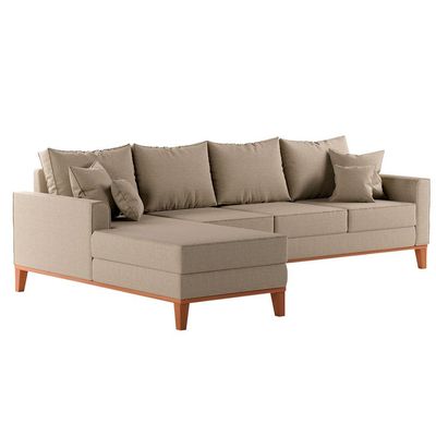 Sofá 4 Lugares Beny Com Chaise Esquerdo Linho Bege