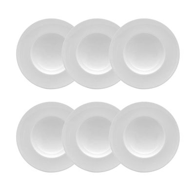 Jogo de pratos fundos bistrô em porcelana Strauss Sable 20,5cm 6 peças