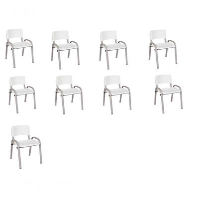 Kit 9 Cadeira Iso Infantil Creche, Escola Base Cinza Branco