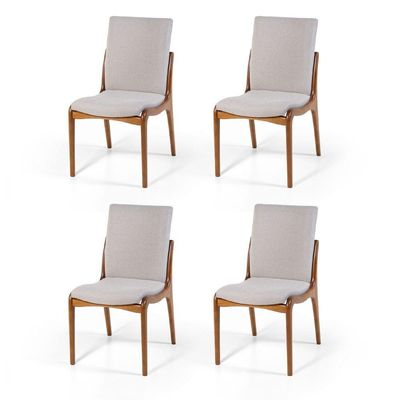 Conjunto 4 Cadeiras De Jantar Estofada Garbo Cinza Claro