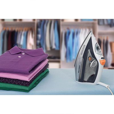 Ferro a vapor com antigotejamento Black+Decker 220v cinza e laranja
