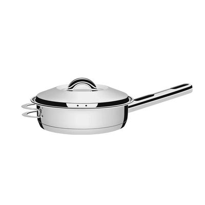 Frigideira Tramontina Solar em Aço Inox com Fundo Triplo Tampa Cabo e Alça 28 cm 4,8 litros