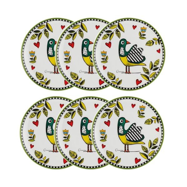 Jogo de pratos em porcelana Egan Cocorido 19cm 6 peças verde